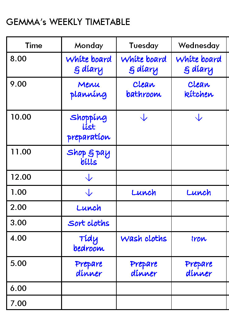 Gemmas timetable